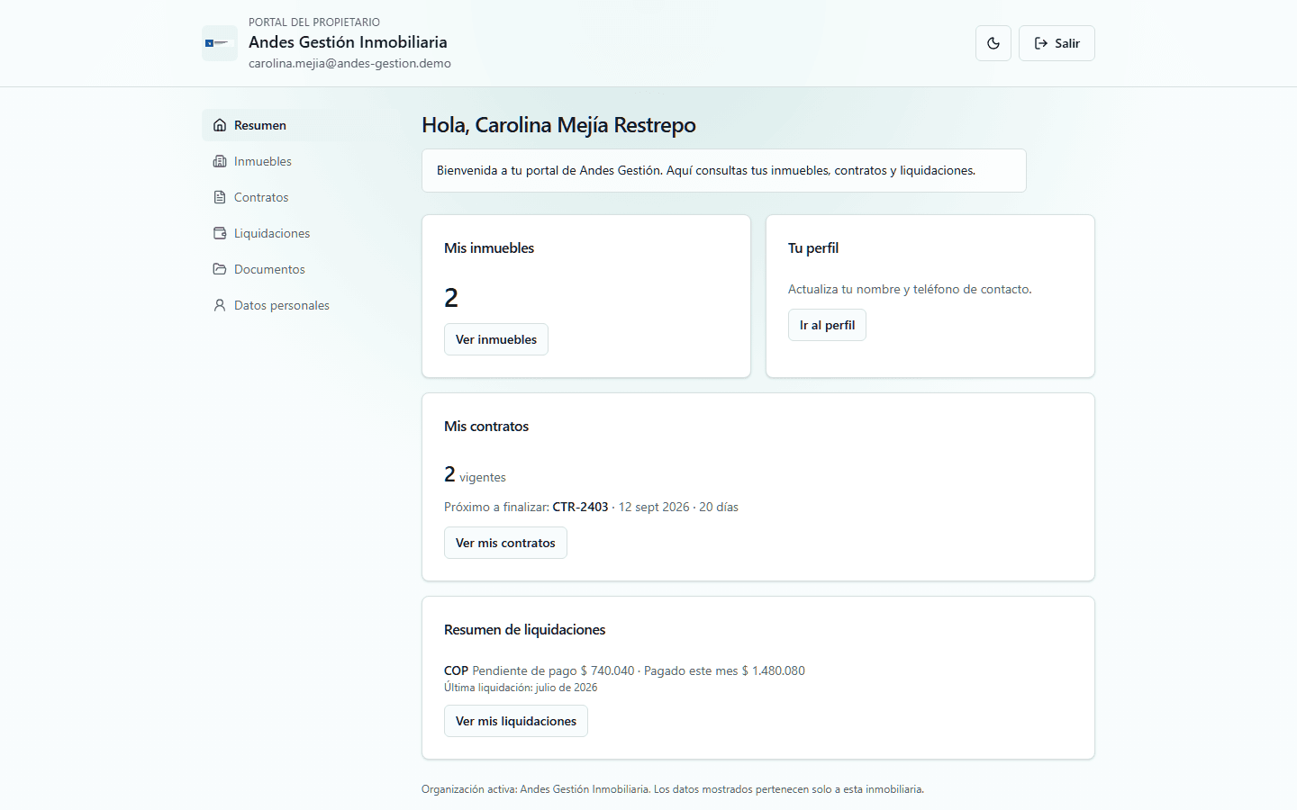 Portal privado del propietario